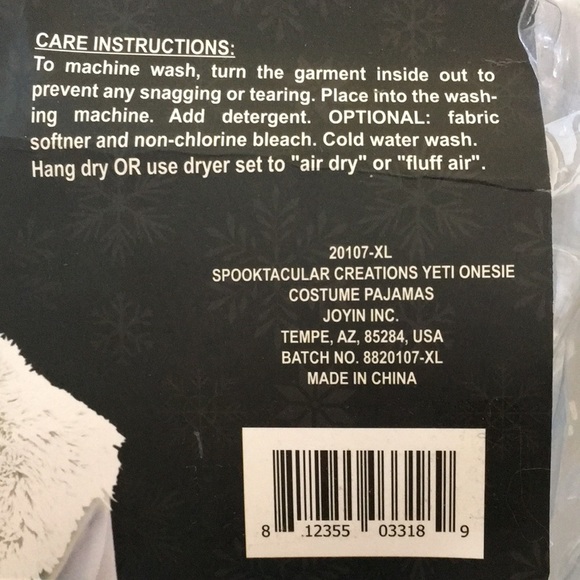 Nip Spooktacular Creations Yeti Onesie Costume Pajamas (XL) - Picture 9 of 11